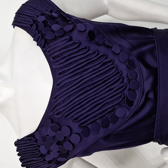 Gianni Bini NEW Purple Romantic Glam Cocktail Belted Ruffle Preppy Dress Size 10 - Picture 2 of 14